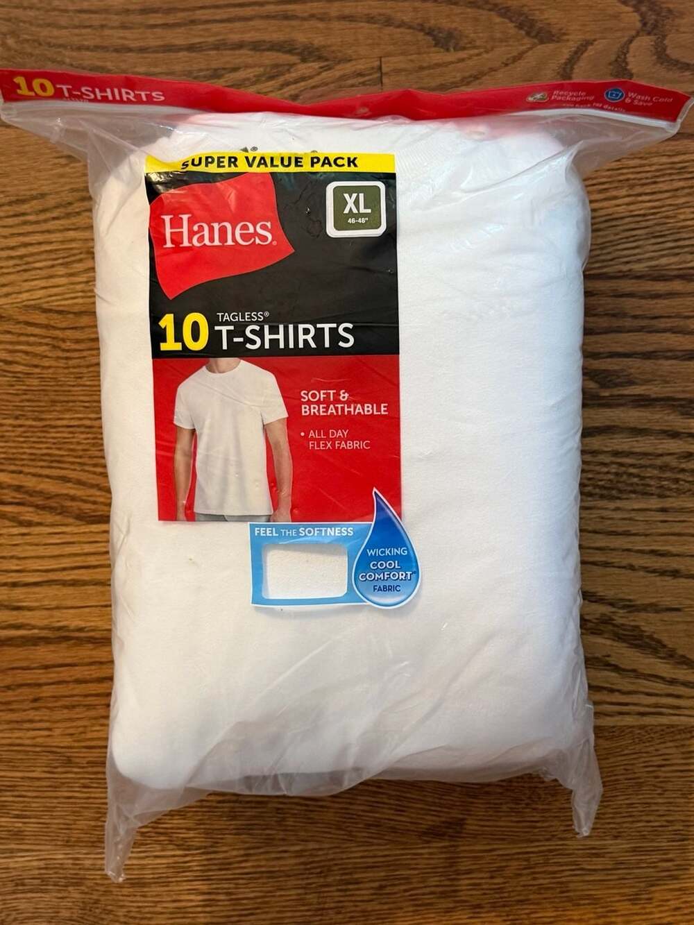 Hanes Men's Tagless Crew Neck T-Shirts 10-Pack White XL